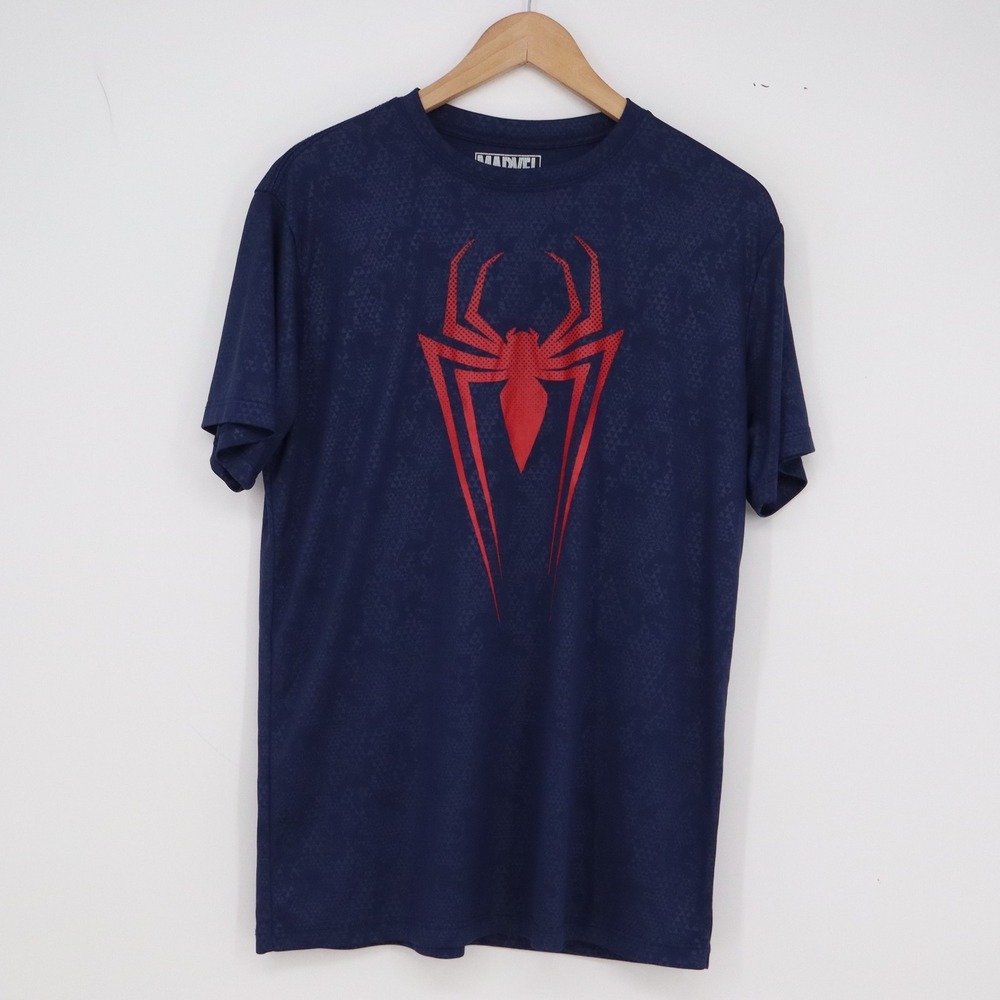 Marvel T-Shirt Mens M Spider-Man Graphic Navy Blue Polyester Excellent